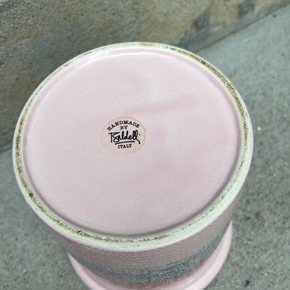 Vintage Baldelli mid century Pink Ceramic Pottery Canister Cookie Jar 3pc Set - Picture 3 of 5